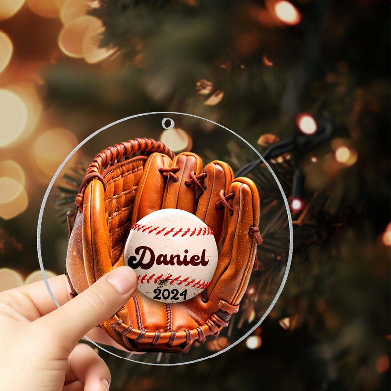 Personalize Baseball Ornament, Custom Christmas Baseball Ornament, Baseball Christmas Tree Ornament, Baseball Team Gift, 2024 Ornament Gift