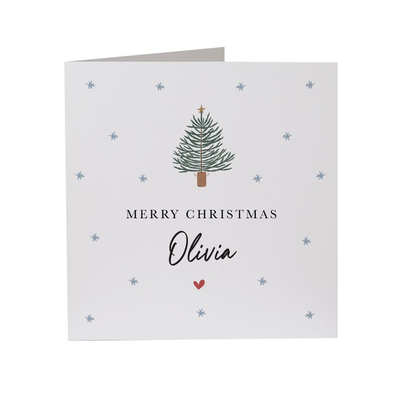 Personalised Merry Christmas card with name Xmas gift card Xmas tree greeting card for her him friend boyfriend girlfriend colleague boss