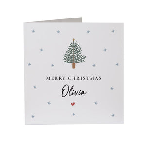 Personalised Merry Christmas card with name Xmas gift card Xmas tree greeting card for her him friend boyfriend girlfriend colleague boss