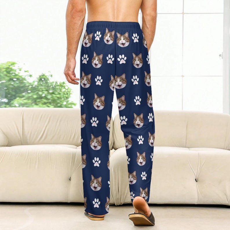 Custom Face Pajama Pants with Dog Paw, Personalized Pjs, Women Pajama Pants, Personalized Pajamas with Face, Christmas Pajamas, Gift for Him