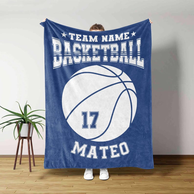 Personalized Basketball Blanket, Basketball Gift For Team, Custom Name Blanket, Sports Blanket, Basketball Lovers Gift, Basketball Team Gift
