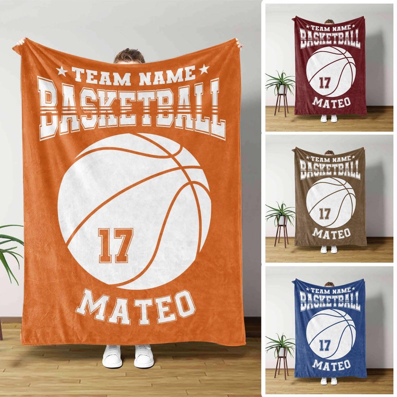 Personalized Basketball Blanket, Basketball Gift For Team, Custom Name Blanket, Sports Blanket, Basketball Lovers Gift, Basketball Team Gift