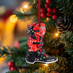 Personalized Motocross Shoes Ornament, Christmas Light Decor for Riders, Custom Dirt Bike Ornament Gift, Motocross Racer Holiday Keepsake
