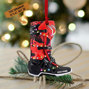 Personalized Motocross Shoes Ornament, Christmas Light Decor for Riders, Custom Dirt Bike Ornament Gift, Motocross Racer Holiday Keepsake