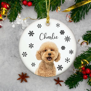 Custom Dog Picture Christmas Ornament, Personalized Dog Picture Ceramic Ornaments, Dog Owner Christmas Gifts, Dog Lover Christmas Gift Ornaments