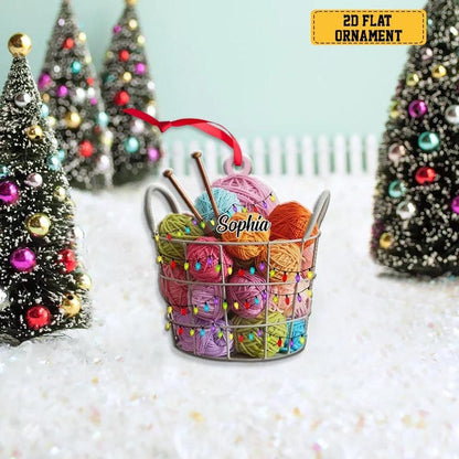 Personalized Knitting Yarns Box Ornament, Christmas Knitting Accessories, Knitting Christmas Tree Ornament, Knitting Lover Gift Xmas 2024