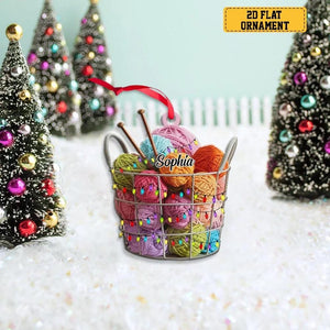Personalized Knitting Yarns Box Ornament, Christmas Knitting Accessories, Knitting Christmas Tree Ornament, Knitting Lover Gift Xmas 2024