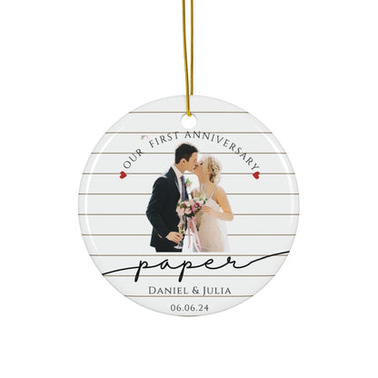Personalized First Anniversary Ornament, 1st Anniversary Gift, Paper Wedding Anniversary Ornament, Anniversary Gift for Husband Wife