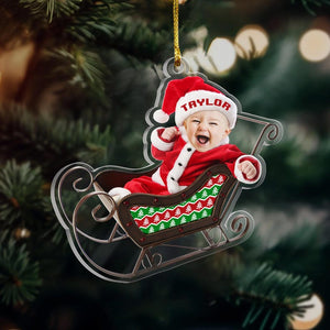 Adorable Newborn Baby Elf - Personalized Babys Photo First Christmas Ornament, Baby 1st Christmas Ornament, Custom Newborn Christmas Gift
