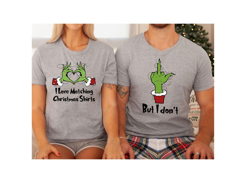 Couples Matching Christmas Shirts Funny, Matching Top Christmas Pajamas, Funny Xmas Tshirt Matching Christmas TShirts Ugly Sweater Party Tee