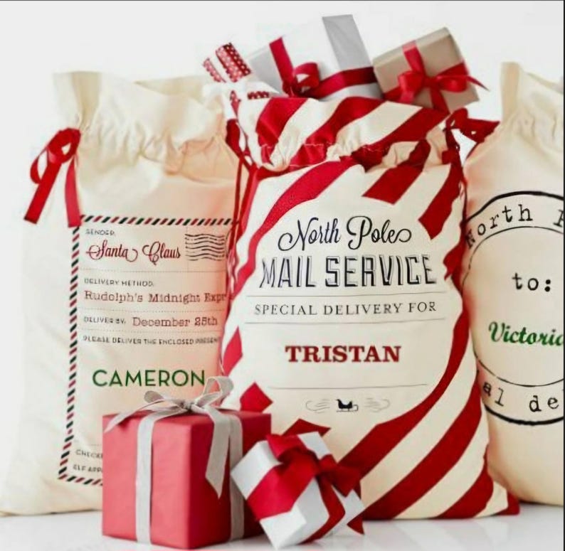 Personalized Santa sack, Canvas Santa sack for kids, Santa Sack, personalized, christmas bag, santa bag, canvas santa bag