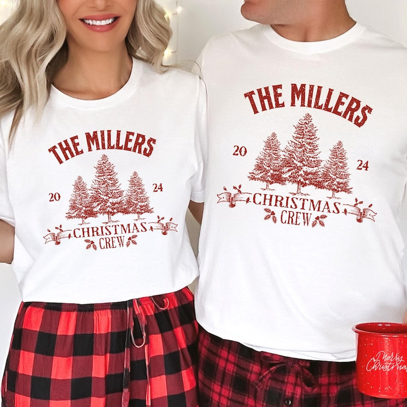 Custom Family Matching Christmas Sweatshirt Personalized Family Name Pajamas Christmas Couple Shirt Xmas Group Tee Christmas Crew Sweater