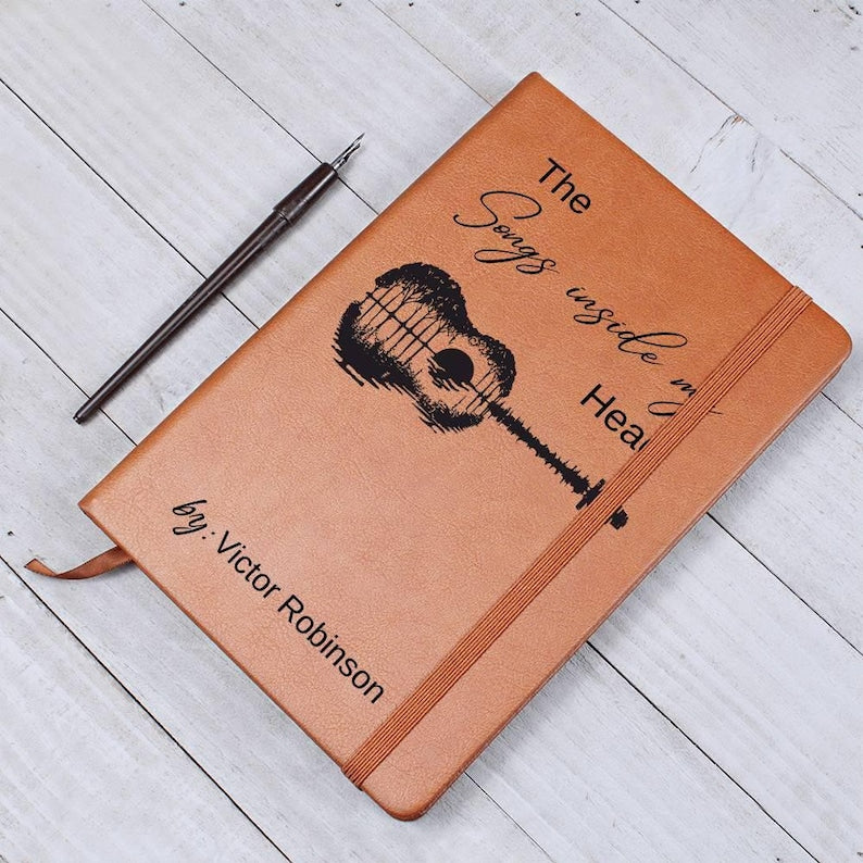 Customized Songwriter Leather Journal, Songs Inside My Head Notebook Musician Notebook Songwriting Journal, Guitarist Gifts For Music Lovers