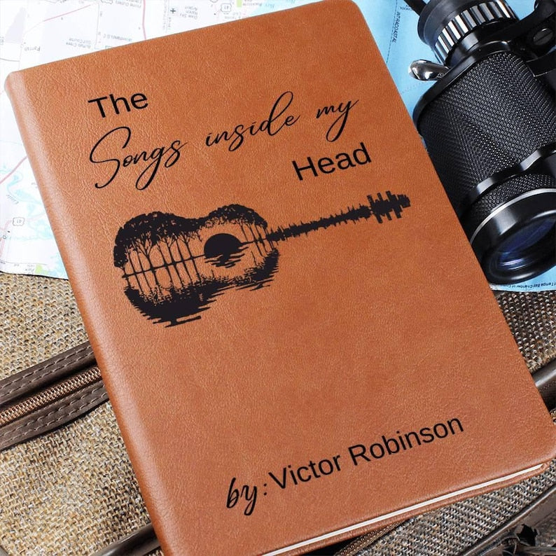 Customized Songwriter Leather Journal, Songs Inside My Head Notebook Musician Notebook Songwriting Journal, Guitarist Gifts For Music Lovers