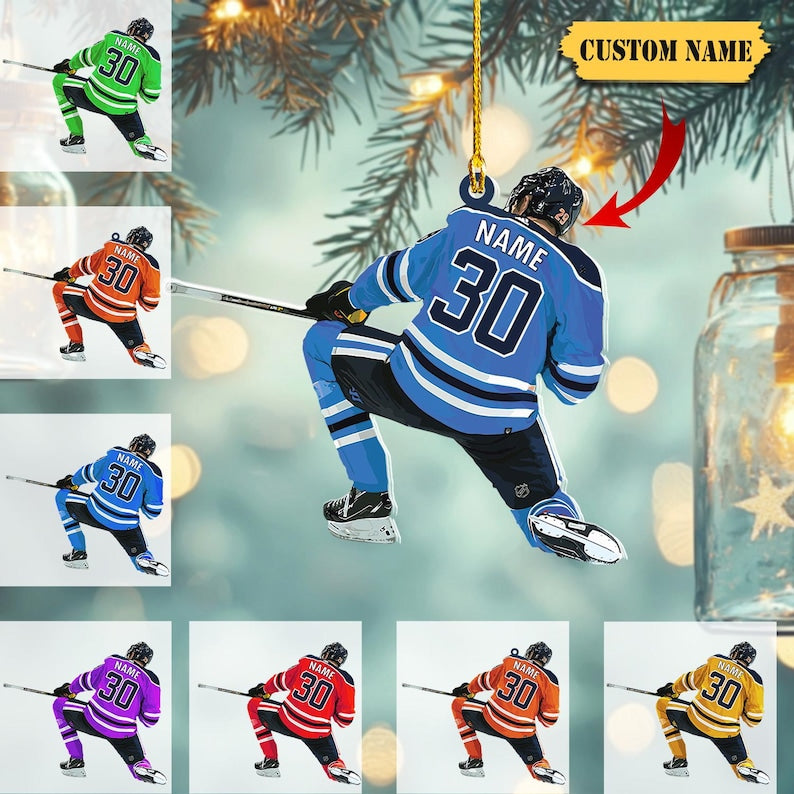 Personalized Hockey Player Christmas Ornament 2024, Hockey Players Keepsake, Hockey Lovers Ornament, Decor Gift For Hockey Player