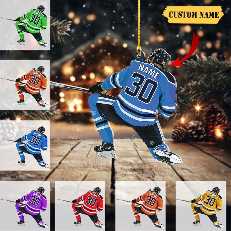 Personalized Hockey Player Christmas Ornament 2024, Hockey Players Keepsake, Hockey Lovers Ornament, Decor Gift For Hockey Player
