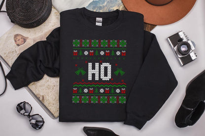 Funny Couple Ugly Christmas Sweatshirts, Couples Christmas shirt, Where's My Ho At Sweatshirt, Gift for Christmas ,Couple Matching TEE
