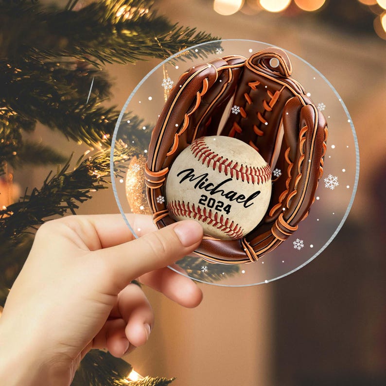 Custom Baseball Ornament: Personalized Team Name, Christmas Tree Decoration