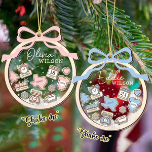 Baby's First Christmas Ornament 2024, Personalized Baby 1st Christmas Ornament, Custom New Baby Gift, 4D Shake Babies Ornament,Baby Keepsake