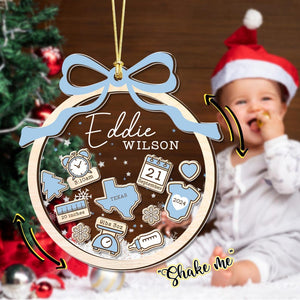 Baby's First Christmas Ornament 2024, Personalized Baby 1st Christmas Ornament, Custom New Baby Gift, 4D Shake Babies Ornament,Baby Keepsake