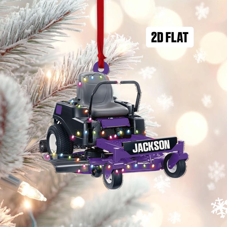 Personalized Lawn Mowers 2D Flat Ornament, Custom Riding Mowers Christmas Tree Ornament, Lawn Mowers Christmas Home Decor, Lawn Mowers Xmas