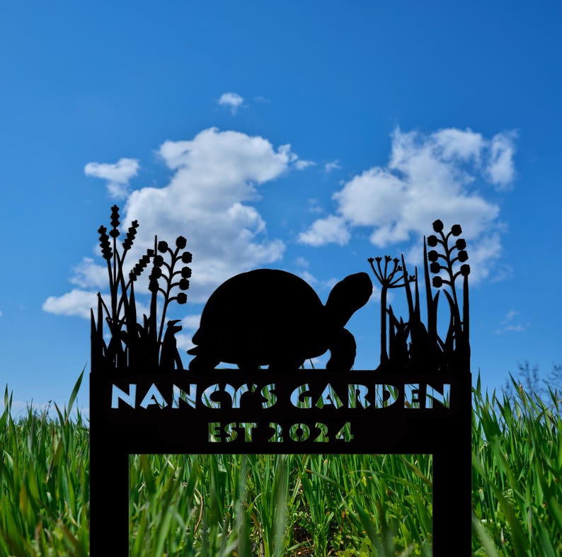 Tortoise Memorial Stake Sign Personalized,Tortoise Garden Sign With Stakes,Tortoise Lovers Gifts,Metal Yard Art,Custom Metal Garden Decor
