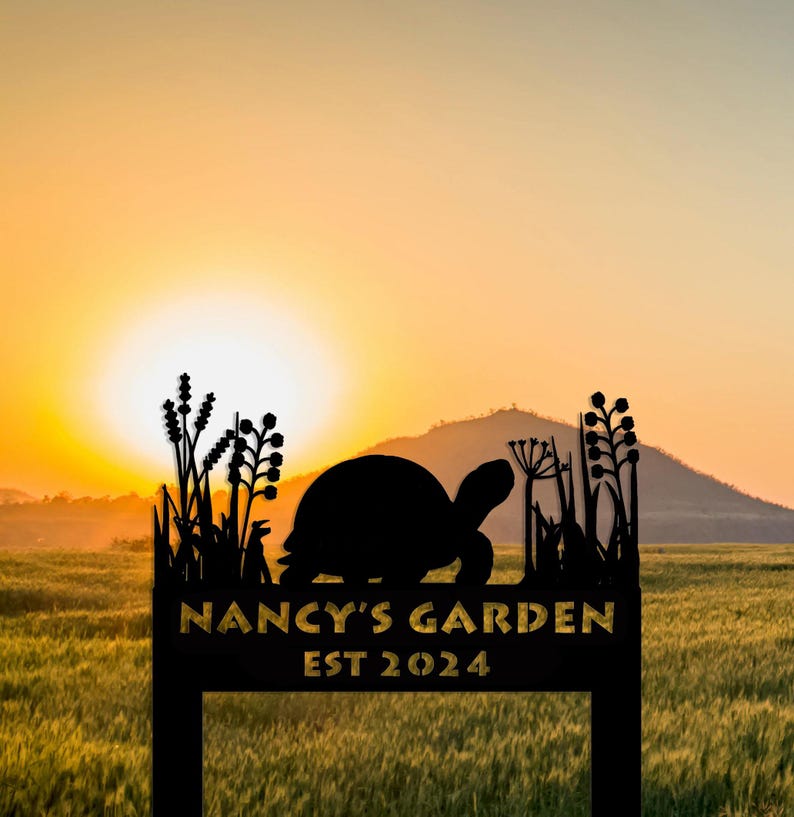 Tortoise Memorial Stake Sign Personalized,Tortoise Garden Sign With Stakes,Tortoise Lovers Gifts,Metal Yard Art,Custom Metal Garden Decor