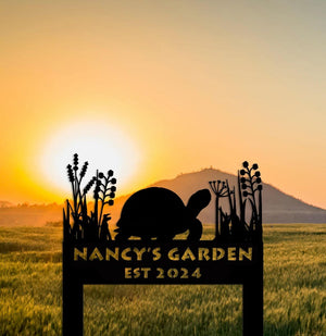 Tortoise Memorial Stake Sign Personalized,Tortoise Garden Sign With Stakes,Tortoise Lovers Gifts,Metal Yard Art,Custom Metal Garden Decor