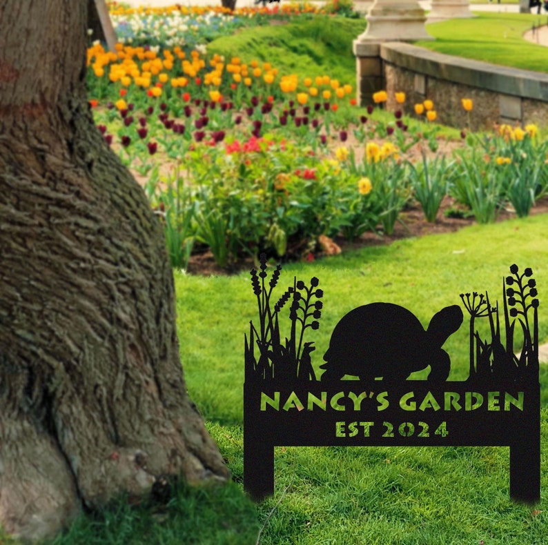 Tortoise Memorial Stake Sign Personalized,Tortoise Garden Sign With Stakes,Tortoise Lovers Gifts,Metal Yard Art,Custom Metal Garden Decor