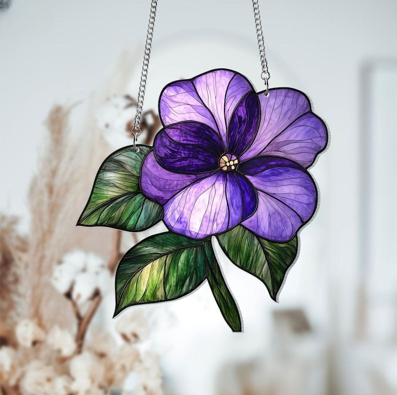 Birth Flower With Name Suncatcher Ornament, Birth Month Flower Acrylic Window Hanging, Birth Flower Memorial Gift, Mothers Day Gift For Mom