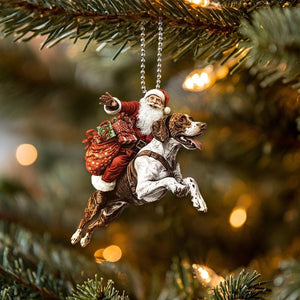 German Shorthaired Pointer Dog Ornament, Santa and Dog Ornament, Acrylic Dog Hanging Ornament, Home Decor, Christmas Gifts, Dog Lover Gifts