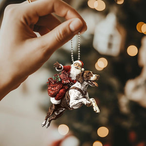 German Shorthaired Pointer Dog Ornament, Santa and Dog Ornament, Acrylic Dog Hanging Ornament, Home Decor, Christmas Gifts, Dog Lover Gifts