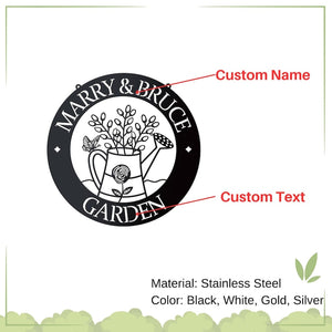 Custom Garden Sign, Garden Decor, Garden Wall Art, Personalised Metal Garden Name Sign, Gardening Gifts for Mom Dad Grandma