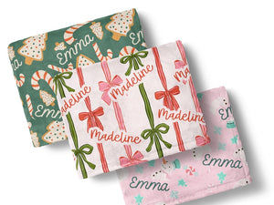 Personalized Christmas Name Blanket Custom Kids Gift Holiday Present Winter Photo Prop Kids Keepsake Custom Holiday Throw Baby Blanket Soft