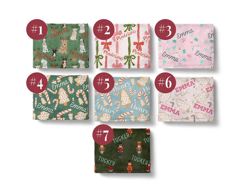 Personalized Christmas Name Blanket Custom Kids Gift Holiday Present Winter Photo Prop Kids Keepsake Custom Holiday Throw Baby Blanket Soft