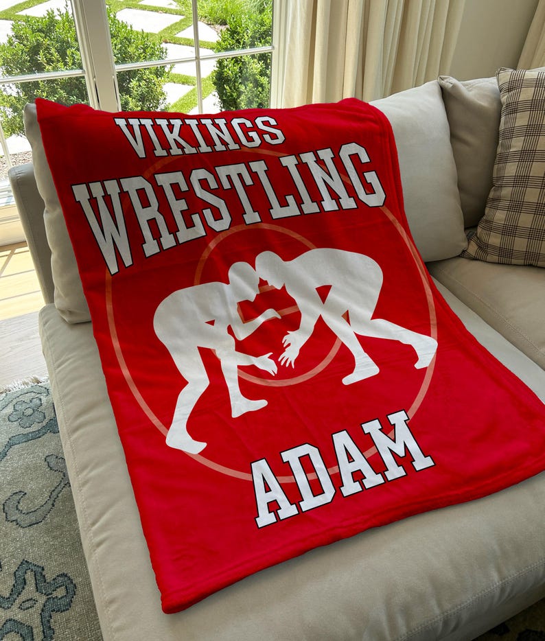 Custom Wrestling Blanket, Custom Name Blanket, Wrestling Blanket, Sports Blanket, Team Gift, Wrestling Gift