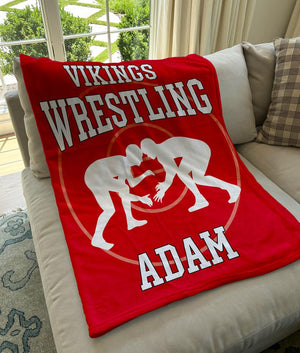 Custom Wrestling Blanket, Custom Name Blanket, Wrestling Blanket, Sports Blanket, Team Gift, Wrestling Gift