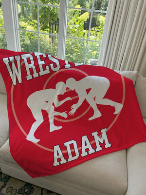 Custom Wrestling Blanket, Custom Name Blanket, Wrestling Blanket, Sports Blanket, Team Gift, Wrestling Gift