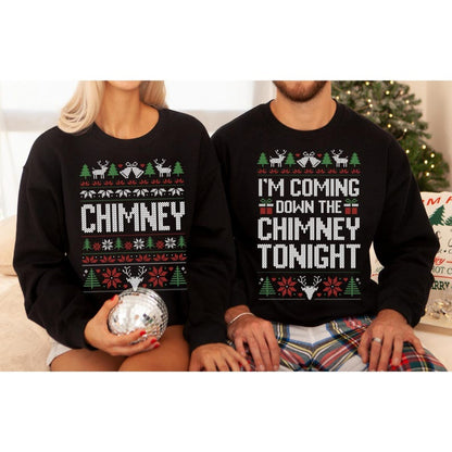 Unisex Funny Couples Ugly Christmas Sweater, Couples Matching Ugly Christmas Sweater, Santa Twice, Christmas Pajamas, Sold Seperate