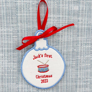 Custom Embroidered Christmas Ornament with Monogram, Baby's First Christmas, Wedding/Family est. Date