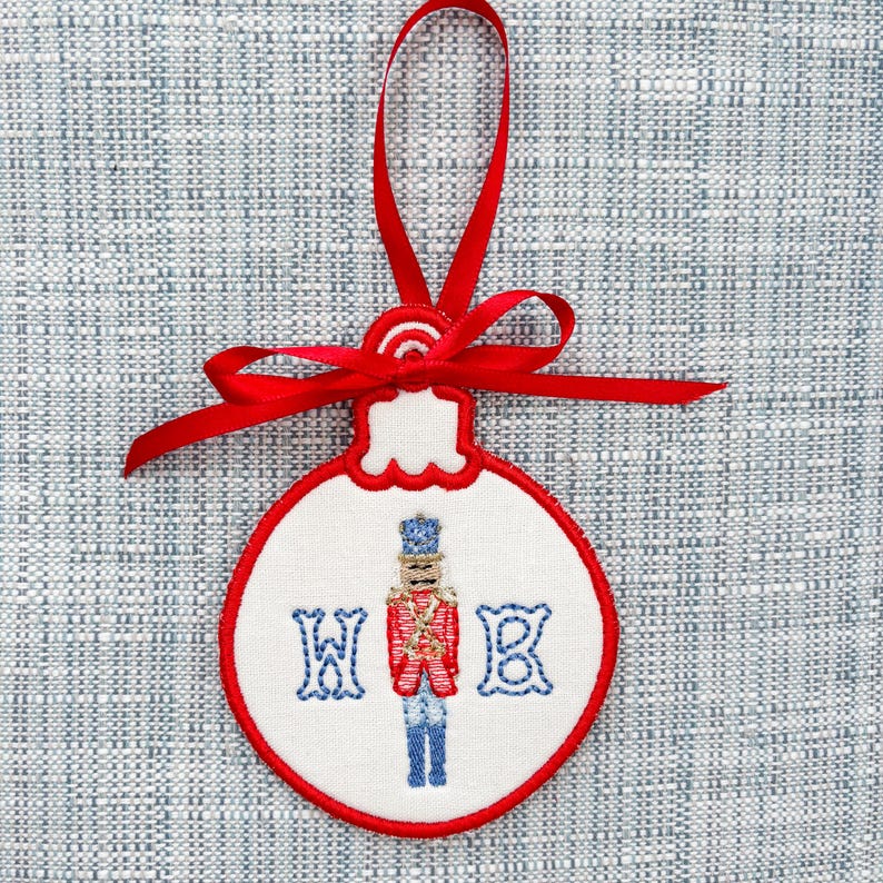 Custom Embroidered Christmas Ornament with Monogram, Baby's First Christmas, Wedding/Family est. Date