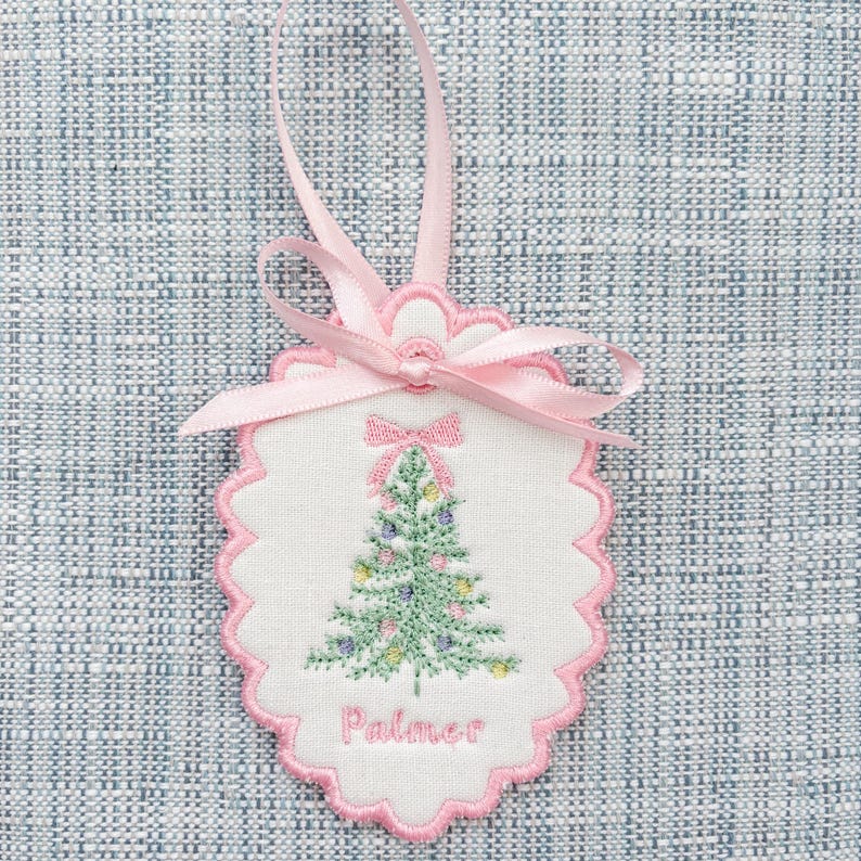 Custom Embroidered Christmas Ornament with Monogram, Baby's First Christmas, Wedding/Family est. Date