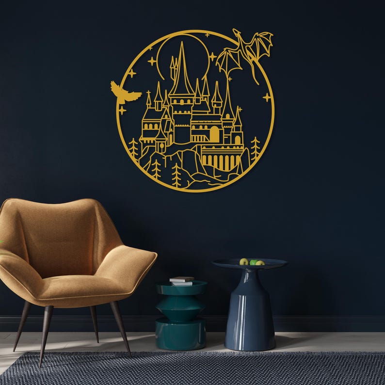 Wizard Magic School Metal Wall Art, Movie Fan Gift, Witch And Wizard Sign, Gaming Room Magic Art,Kids Room Wall Hanging,Christmas Young Gift