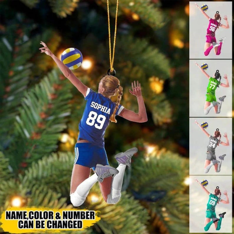 Personalized Volleyball Girl Ornament, Volleyball Player Ornament, Volleyball Ornament, Volleyball Keepsake, Volleyball Christmas Ornament