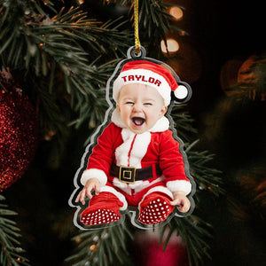 Adorable Newborn Baby Elf - Personalized Babys Photo First Christmas Ornament, Baby 1st Christmas Ornament, Custom Newborn Christmas Gift