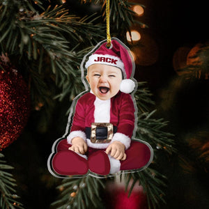 Adorable Newborn Baby Elf - Personalized Babys Photo First Christmas Ornament, Baby 1st Christmas Ornament, Custom Newborn Christmas Gift