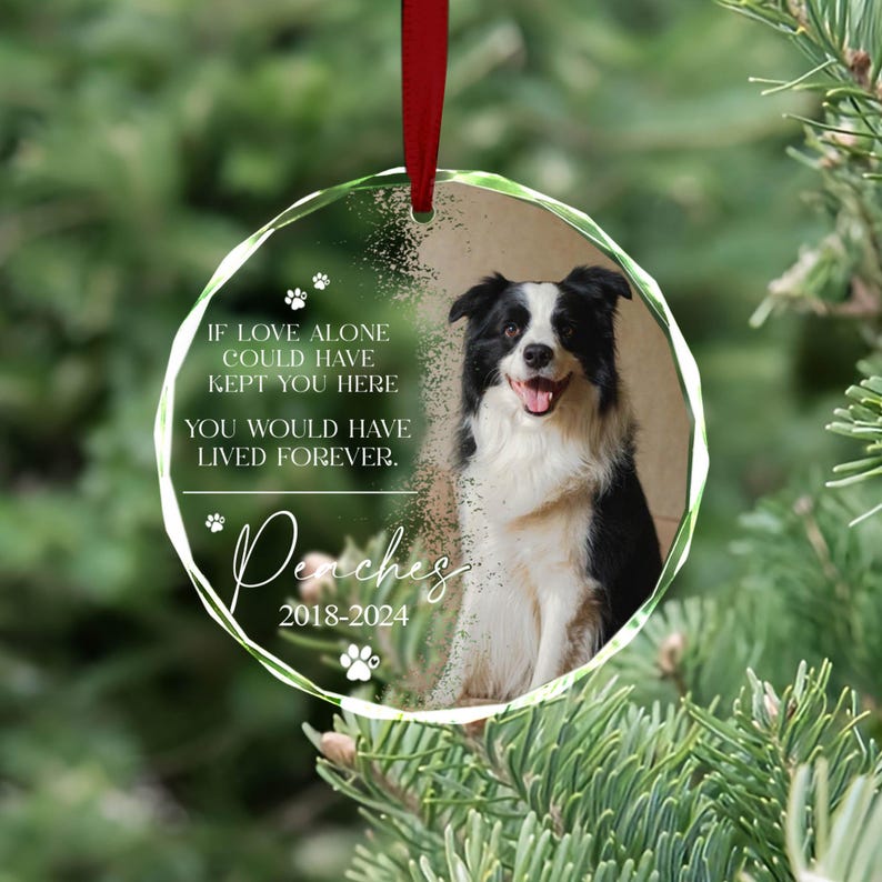 Custom Dog Photo Ornament, Dog Memorial Ornament, Personalized Dog Ornament, Forever Loved Dog Ornament, Pet Loss Keepsake,Dog Memorial Gift