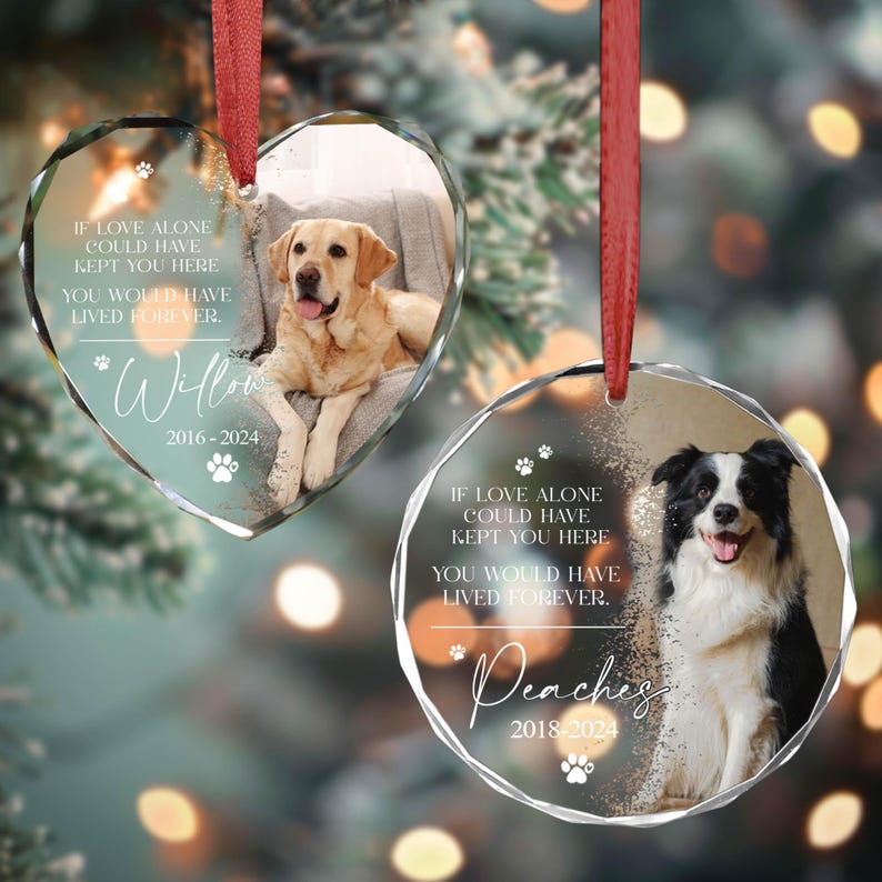 Custom Dog Photo Ornament, Dog Memorial Ornament, Personalized Dog Ornament, Forever Loved Dog Ornament, Pet Loss Keepsake,Dog Memorial Gift