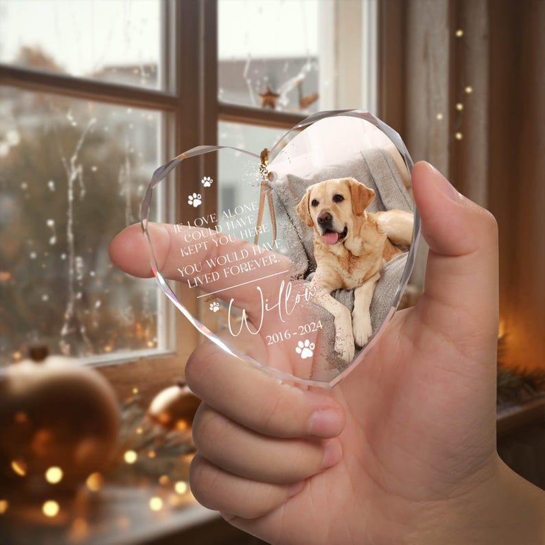 Custom Dog Photo Ornament, Dog Memorial Ornament, Personalized Dog Ornament, Forever Loved Dog Ornament, Pet Loss Keepsake,Dog Memorial Gift