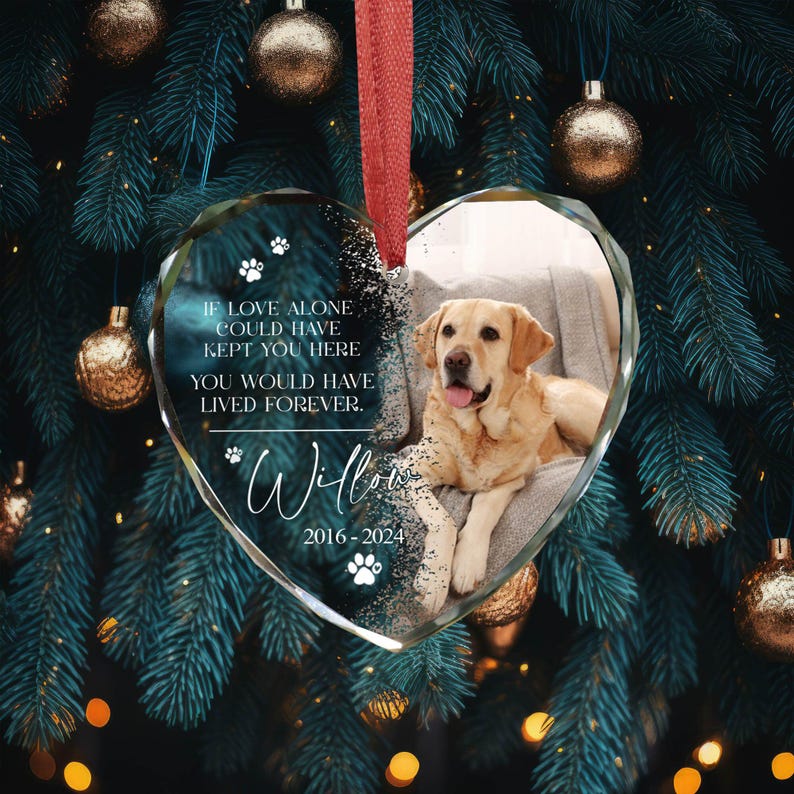 Custom Dog Photo Ornament, Dog Memorial Ornament, Personalized Dog Ornament, Forever Loved Dog Ornament, Pet Loss Keepsake,Dog Memorial Gift